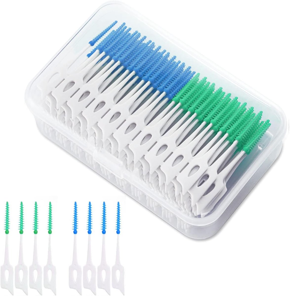 VIKSAUN 200pcs Teeth Floss Picks Interdental Brush Flosser Sticks,Interdental Brushes,Silicone Toothpicks,Oral Tooth - ShopVlot
