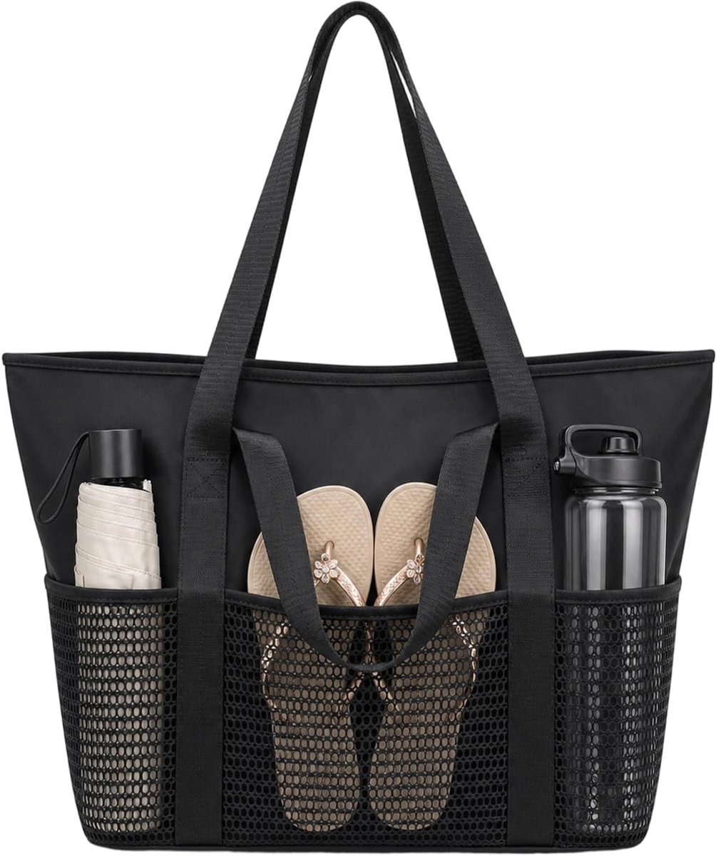 Strandtas dames groot - waterdicht - netvakken - ideaal voor vakantie - ShopVlot