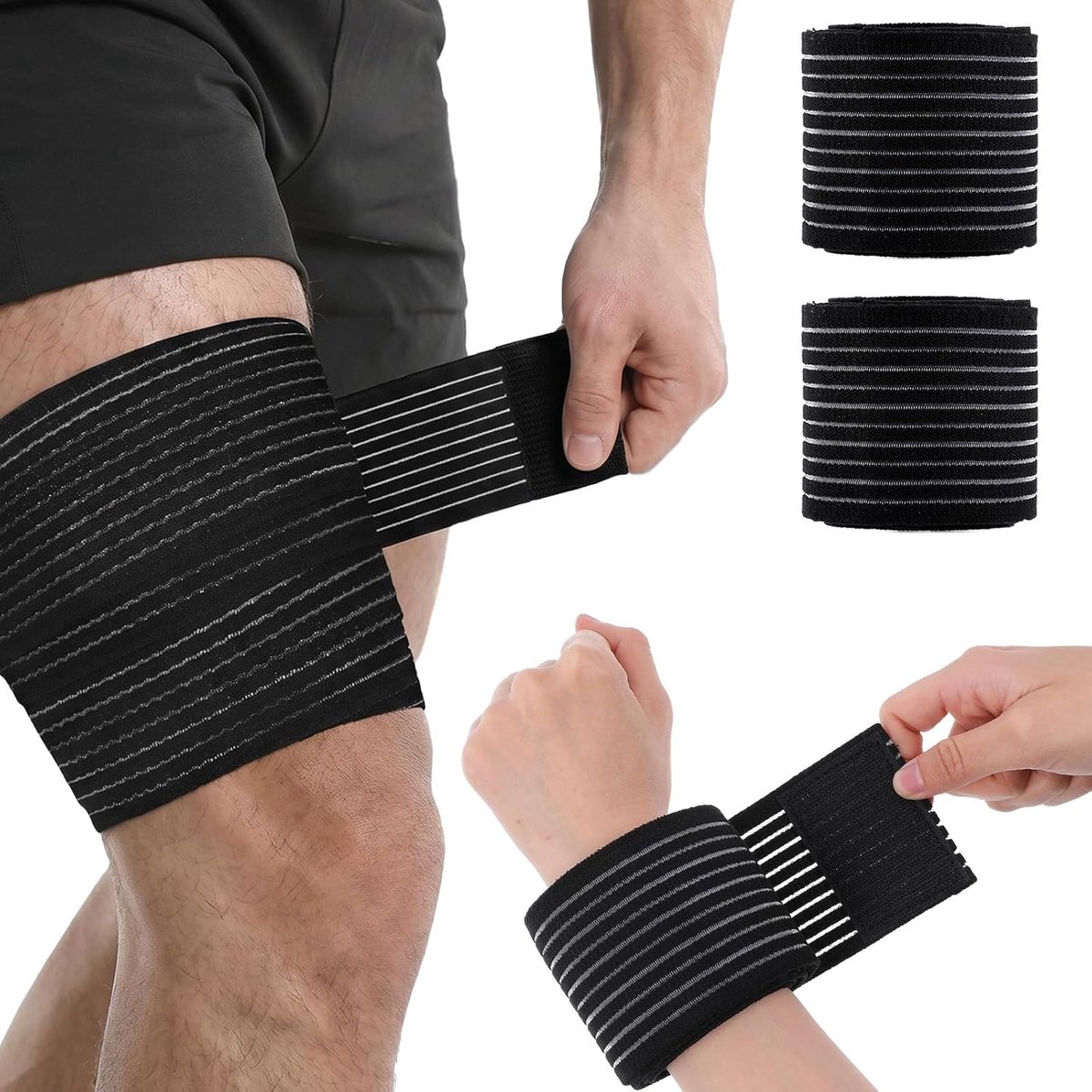 Ymapinc 2 stuks dijbeenbandage, polssteunbandage, 200 cm - Beenbuiger, compressiebandage, verstelbare - ShopVlot
