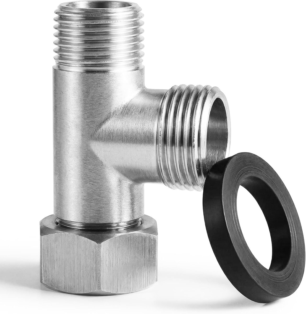 304 1/2 Inch Stainless Steel T-Connector Valve, 3-Way Live Joint Faucet Adapter with Sealing Ring, Ideal for Toilet - ShopVlot