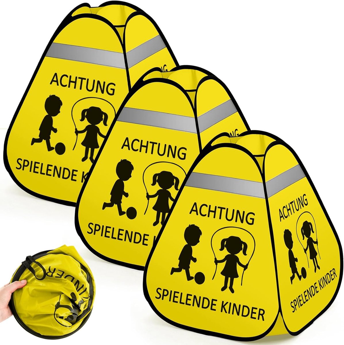 Namalu 3 Pack Traffic Warning Sign Pay Attention to Traffic Signs Children's Play Stop Sign Pop Up Warning Cone for - ShopVlot