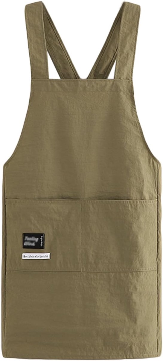 Kitchen Aprons Women Cross Back Chef Aprons with Pockets Solid Color Men Work Apron For Cooking Painting Gardening - ShopVlot