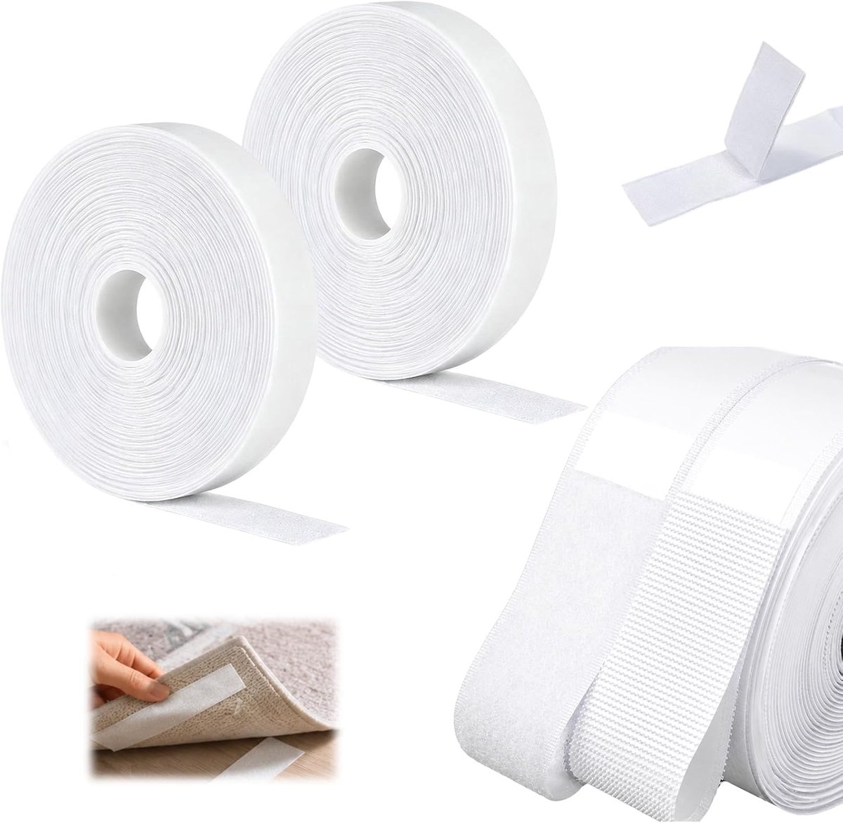 Zelfklevende klittenband 8 m x 20 mm - nylon zwart - slijtvast en weerbestendig - ideaal voor ramen - ShopVlot