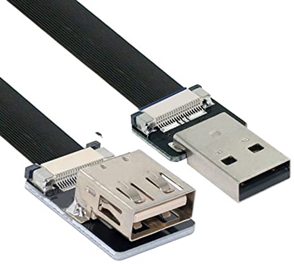 USB 2.0 Type-A Male to Female Extension Data Flat Slim FPC Cable for FPV & Disk & Scanner & Printer 50CM - ShopVlot