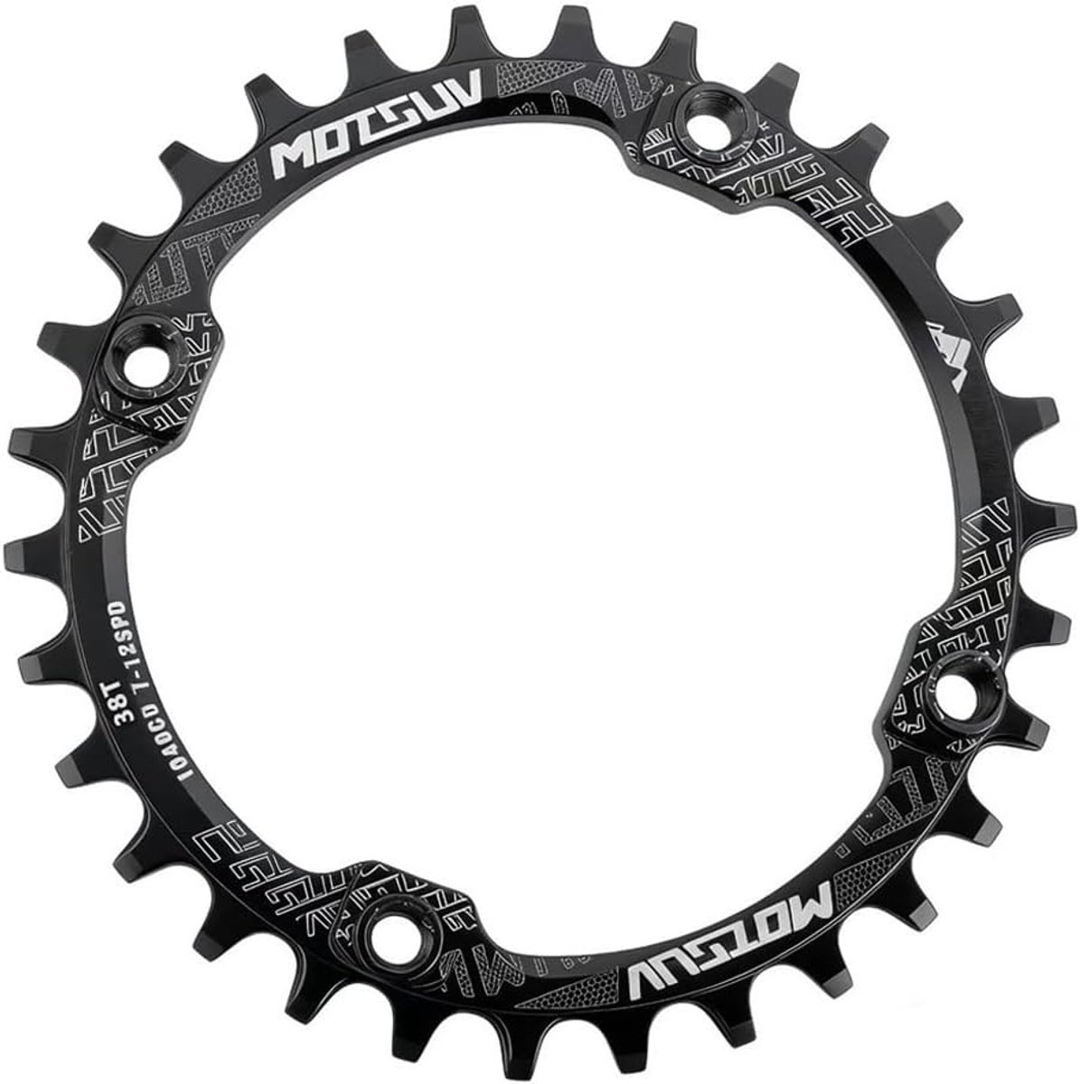 104 BCD 38T Narrow Wide Chainring, Round Bicycle Single Chain Ring (Black) - ShopVlot