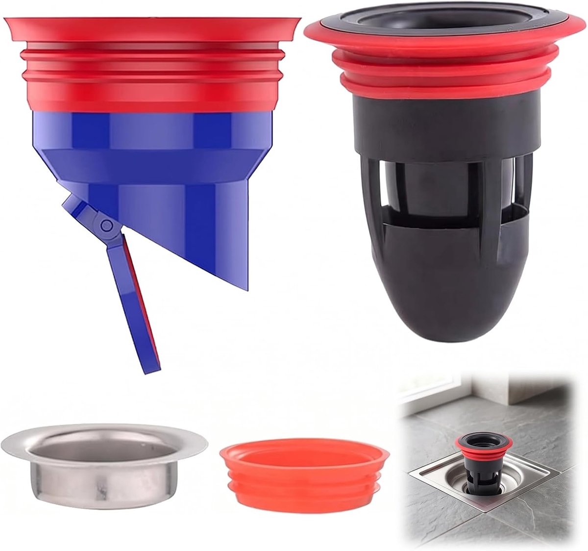2 stuks geurstop douche, afvoer terugslagklep voor badkamer keuken - ShopVlot
