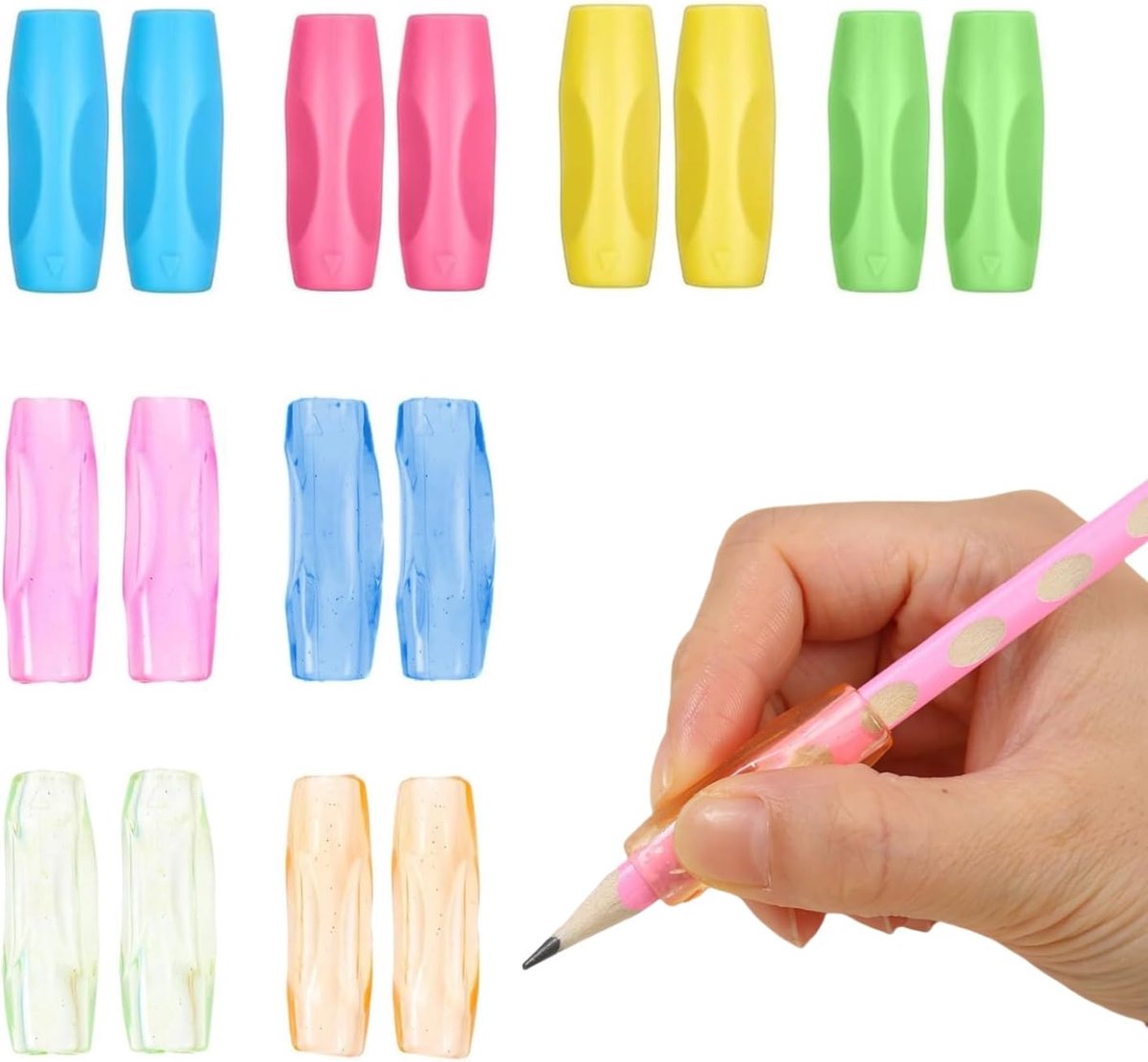Silicone Grips Pen Holder, 16 Pieces, Children's Aid Pencil, Writing Aid Silicone Pen Holder, Ergonomic Writing Aid - ShopVlot