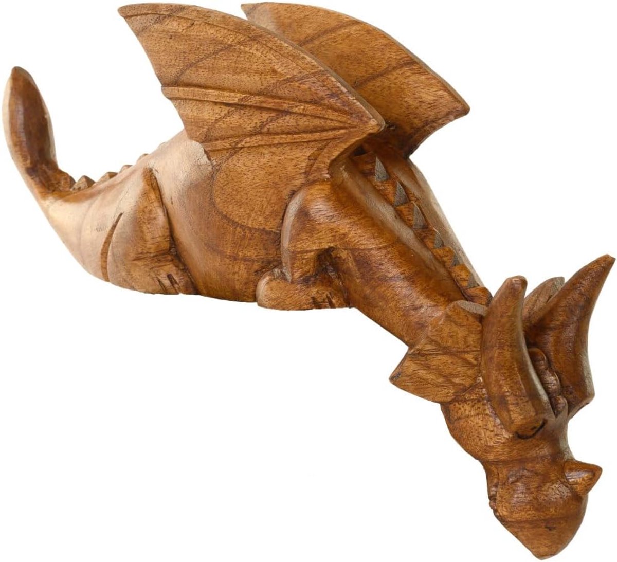 Wooden Hand Carved Dragon - Look Dragon - Peering Over the Shelf Edge - ShopVlot