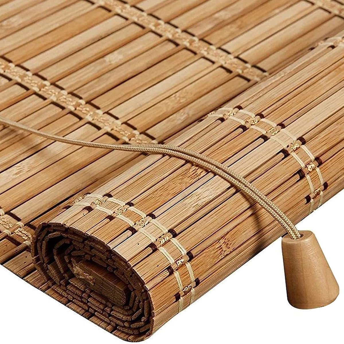 Solidchoice - Natuurlijke Bamboe Rolgordijn - Retro 75% Verduisterend en UV-bescherming (170cm x 110cm)