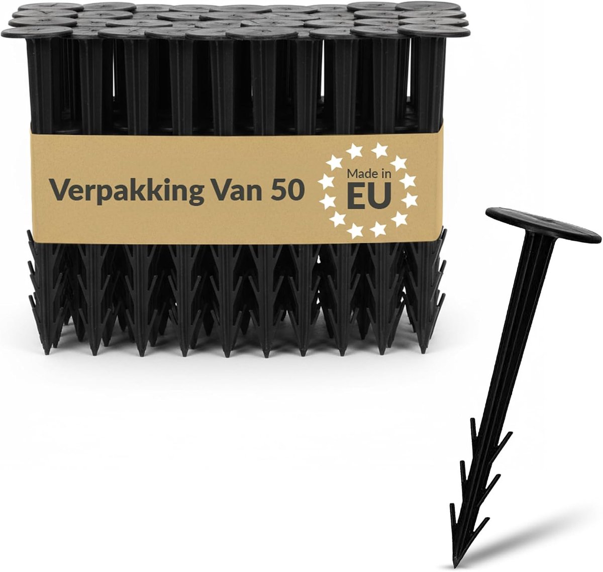 Plastic Ground Anchors, 50 pieces, UV-stable, ribbed construction and barbs, wide head, ideal for weed fleece - ShopVlot