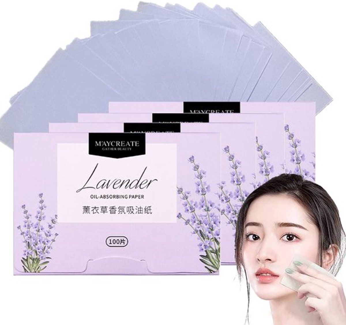 Vloeipapier 400 Vellen - Olie Blotting Blad - Gezichtsmasker - Oliecontrolefilm - Natuurlijk Plantaardig - Compacte Verpakking - Blottingpapier