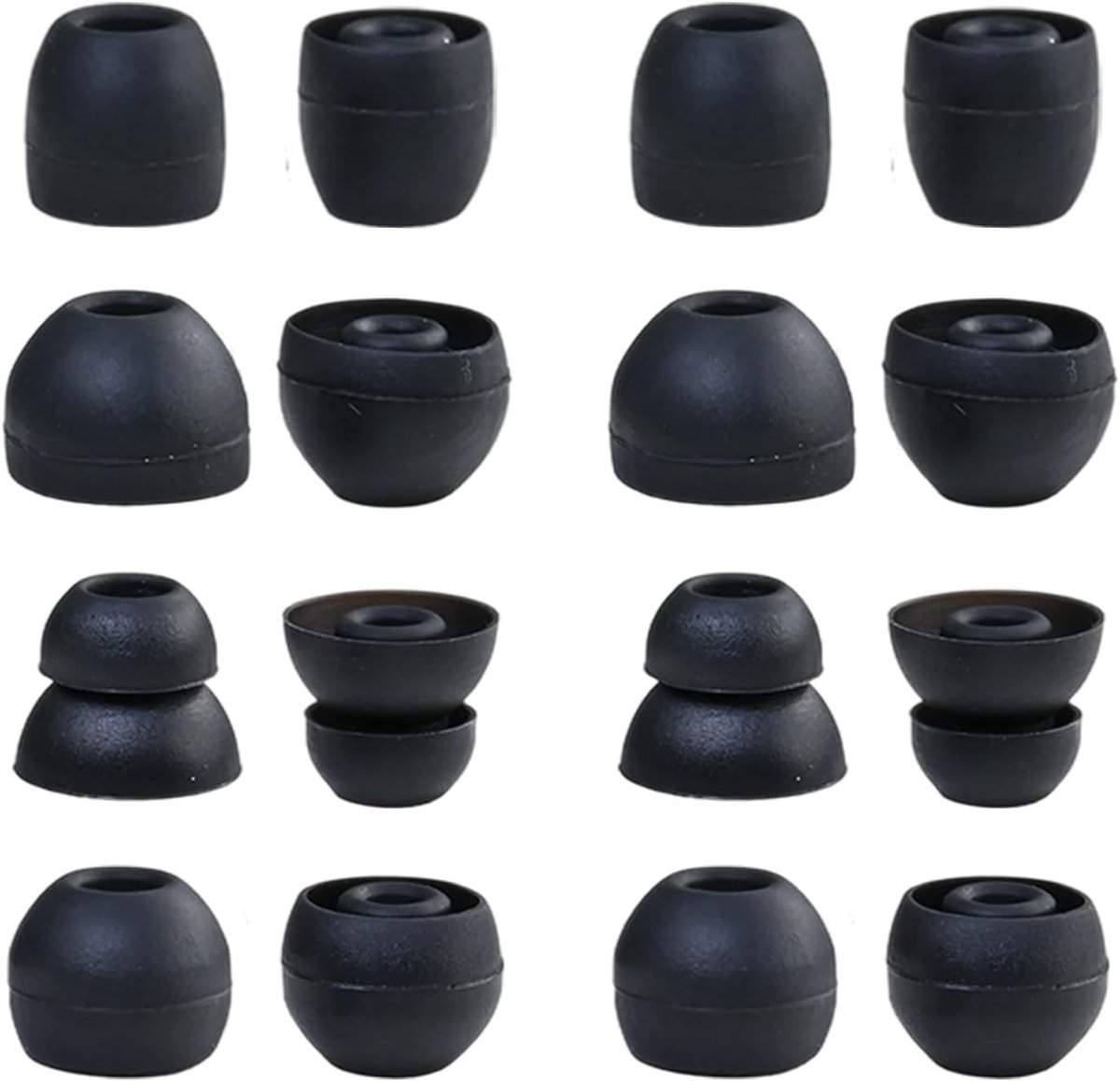 Silicone vervangende oordopjes 8 paar - 10mm, 12mm, 13mm, 14mm - zwart - perfect voor sporters - ShopVlot
