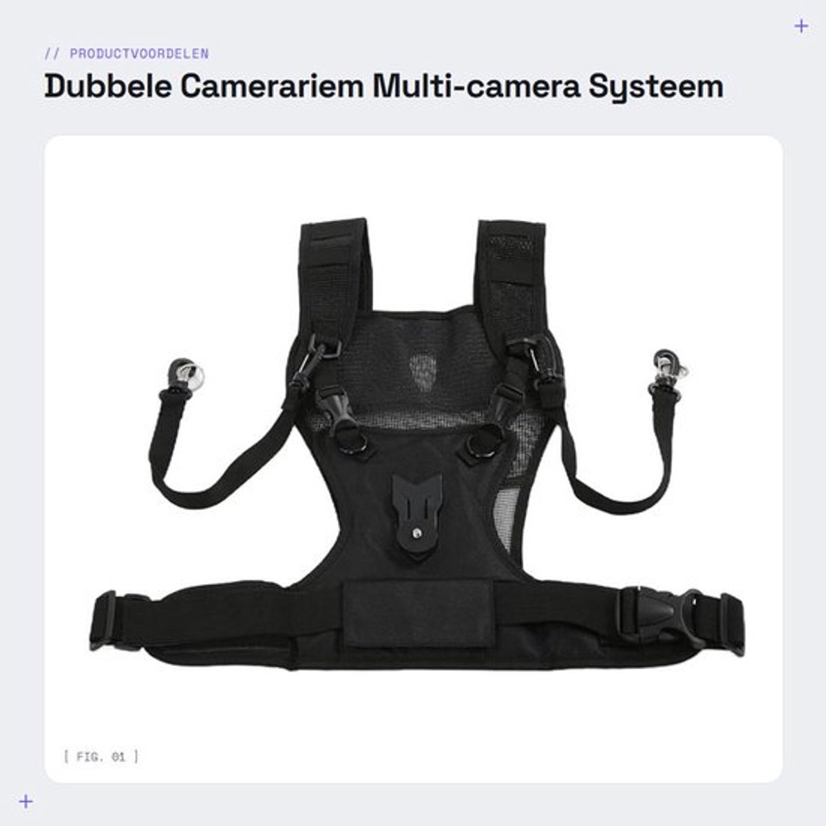 Camerariem Dubbel - Hoogwaardige Nylon - Veilig Vergrendelingssysteem - Comfortabel - Geschikt voor DSLR-camera's - Inclusief Opbergtas - Camera Harnas