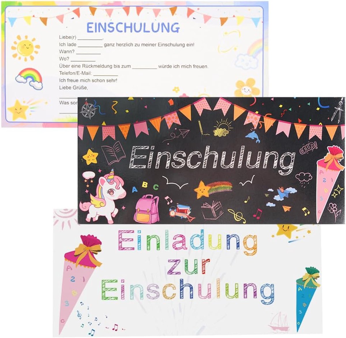 Uitnodigingskaarten eerste schooldag - 14 stuks - Eenhoorn - Leuk voor kinderen - ShopVlot
