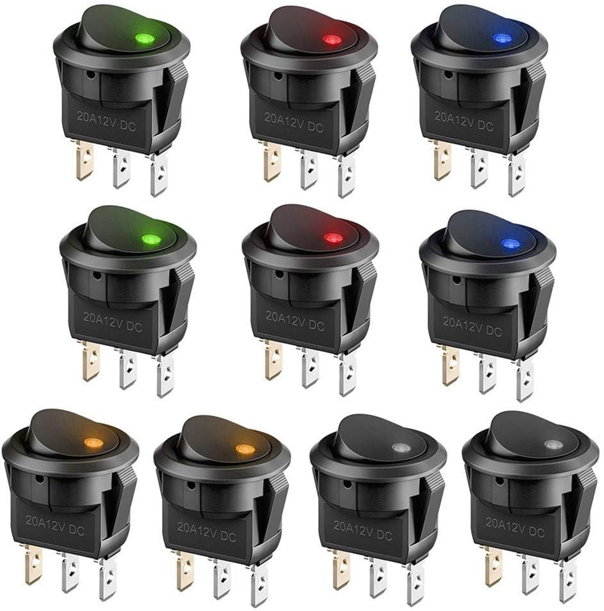 Rocker Switch 12V 20A - Verlichte Rond Schakelaar - 3 Pin On Off - Geschikt voor Auto en Projecten - ShopVlot