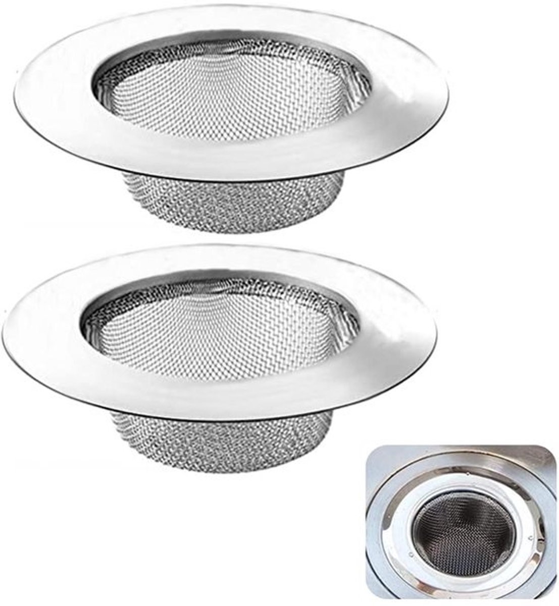 Afvoerzeef 2 Stuks - Gootsteenzeef 7.5cm - Doucheafvoerzeef - Roestvrijstalen Korfplug - Duurzaam Design - Gemakkelijk te Gebruiken - Afvoerfilter