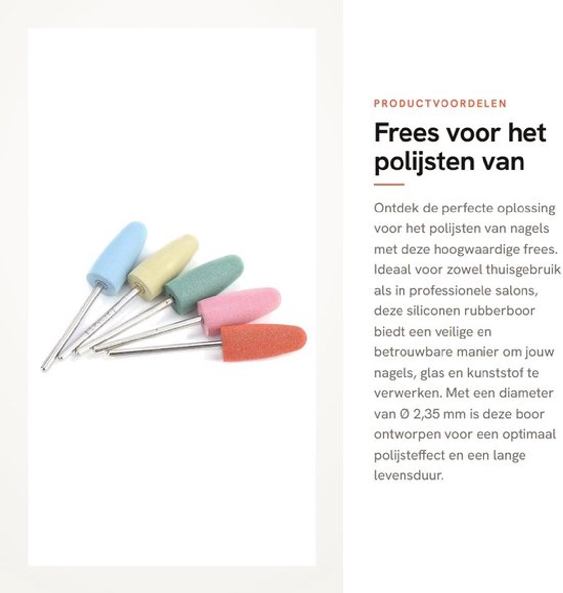 Nagelfrees Siliconen Rubberboor Ø 2,35 mm - Nagelboren - Manicureboor - Accessoires voor Nageldecoratie - 5 Stuks - Veilig en Betrouwbaar - Nagelboor