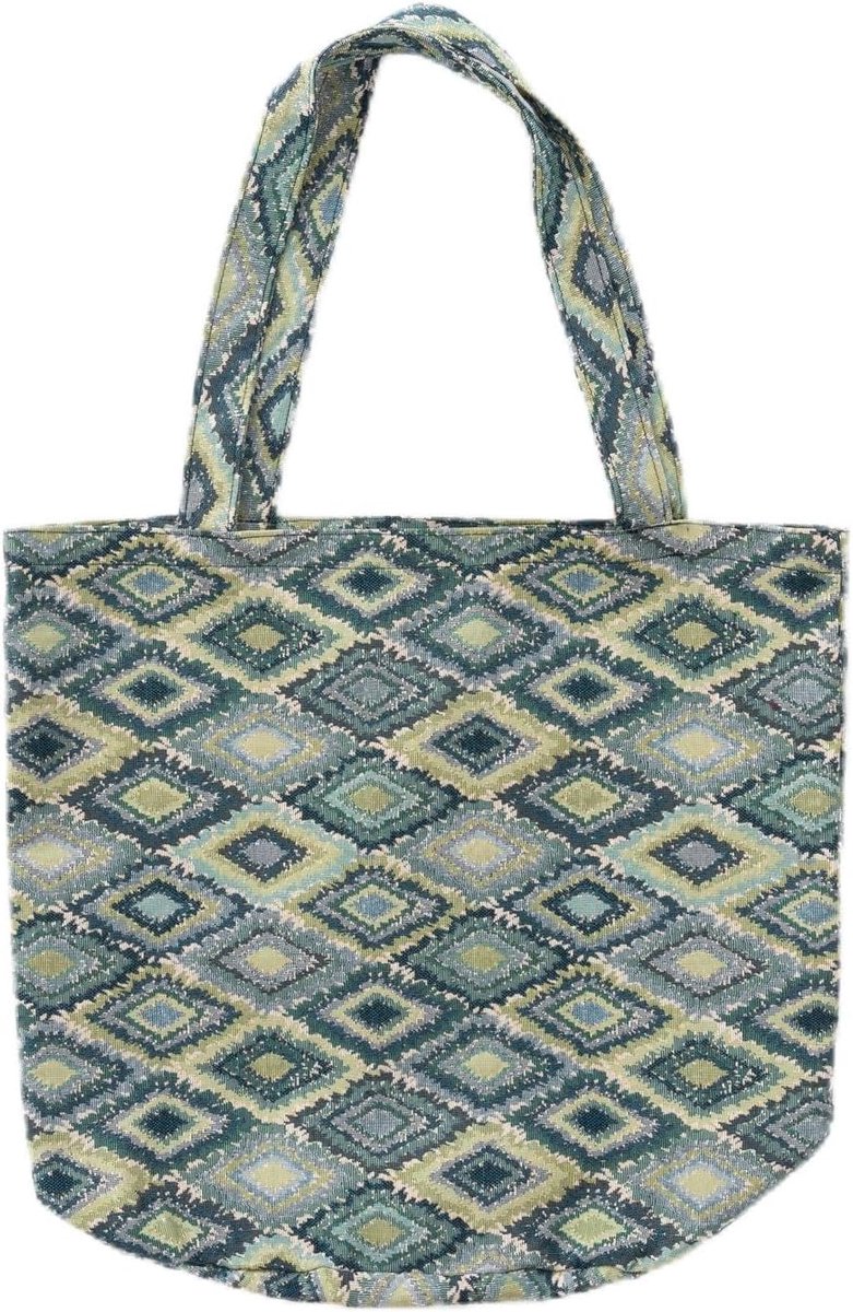 Grote tas van stof 45 x 40 cm - geometrisch design - katoen - ideaal voor het strand - ShopVlot