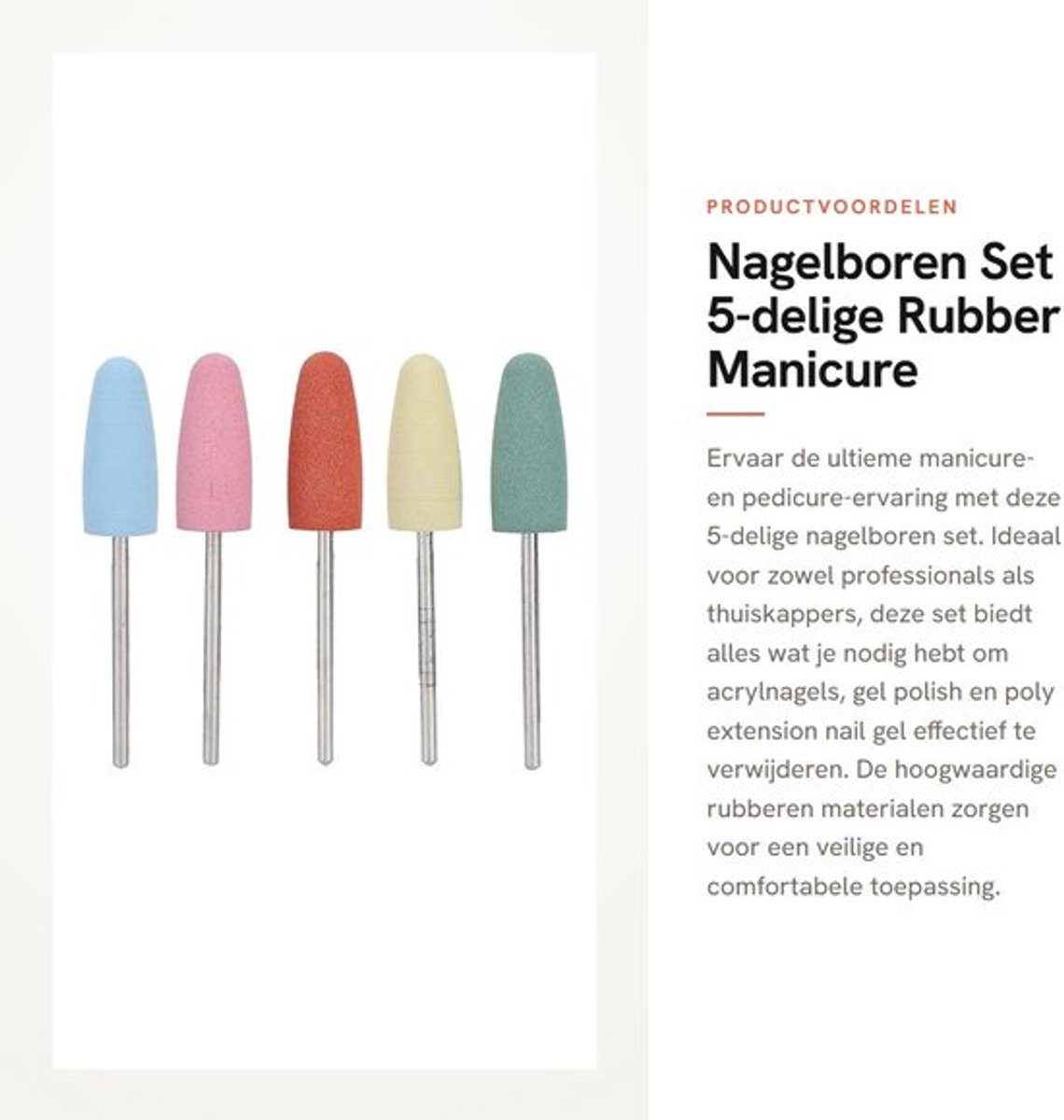 Nagelboren Set 5-delig - Rubber - Manicure/Pedicure - Acrylnagels Verwijderen - Polijsten - Accessoire - Nagelset