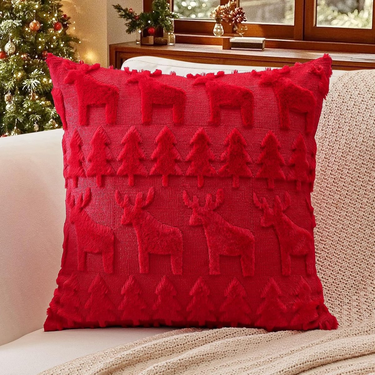 Decoratieve Kussenhoezen 40x40 cm - Zachte Pluche Velvet - Luxe Kerststijl - Perfect voor de Bank - ShopVlot