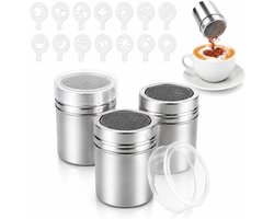 19-delige RVS Shaker Set voor Keuken en Koffie - Perfect voor Bloem, Cacao en Dranken met Deksel voor Gelijkmatige Verdeling van Ingrediënten