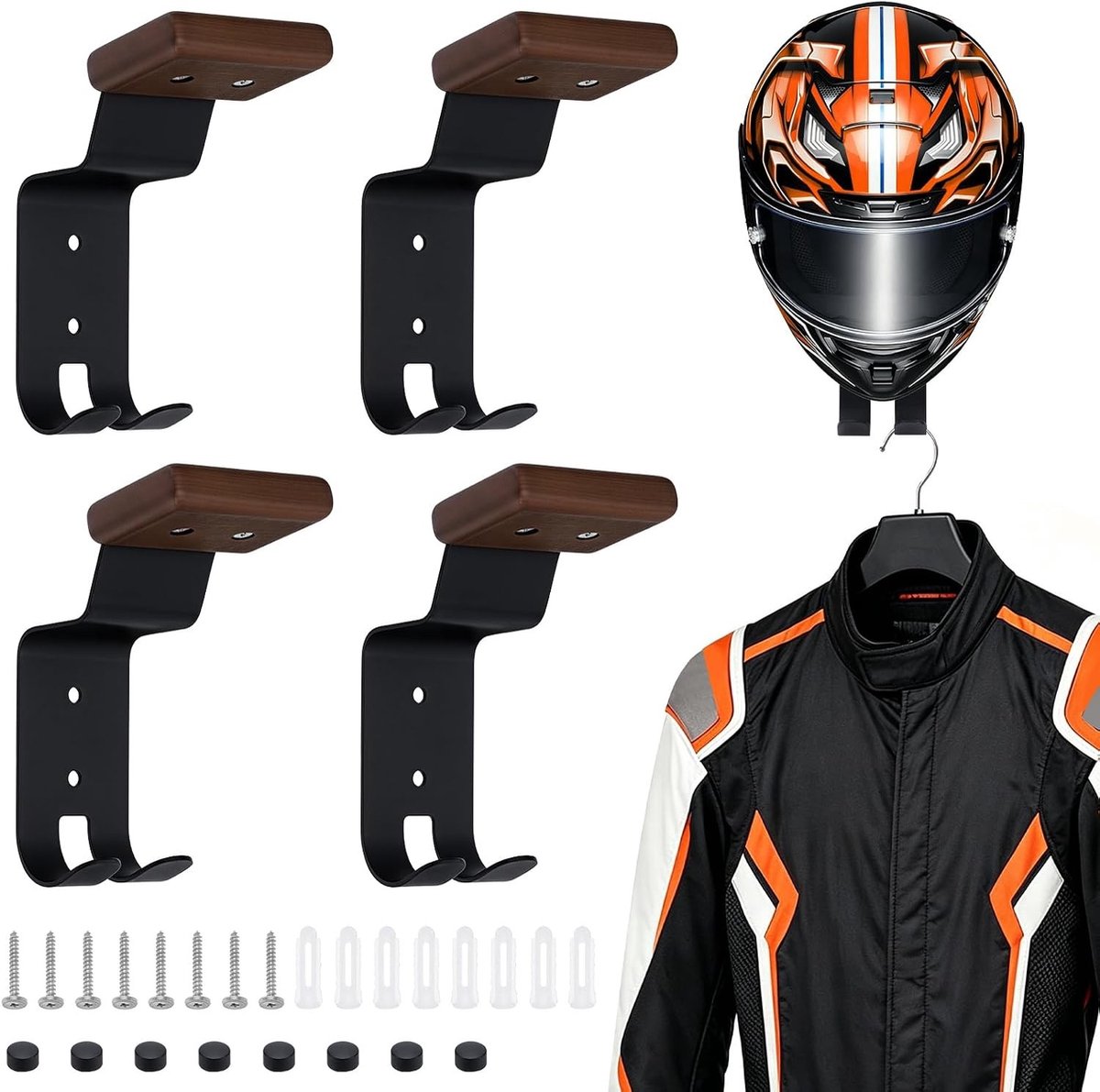Multifunctionele wandmontage voor motorhelmen, helmhanger standaard met haak, ideaal voor het ophangen van sportuitrusting, caps en sleutels