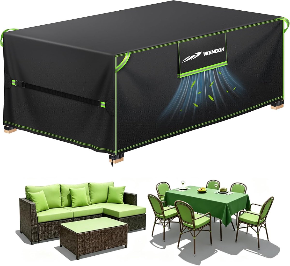 Beschermhoes voor tuinmeubelen, waterdicht, 270 x 180 x 90 cm - ShopVlot