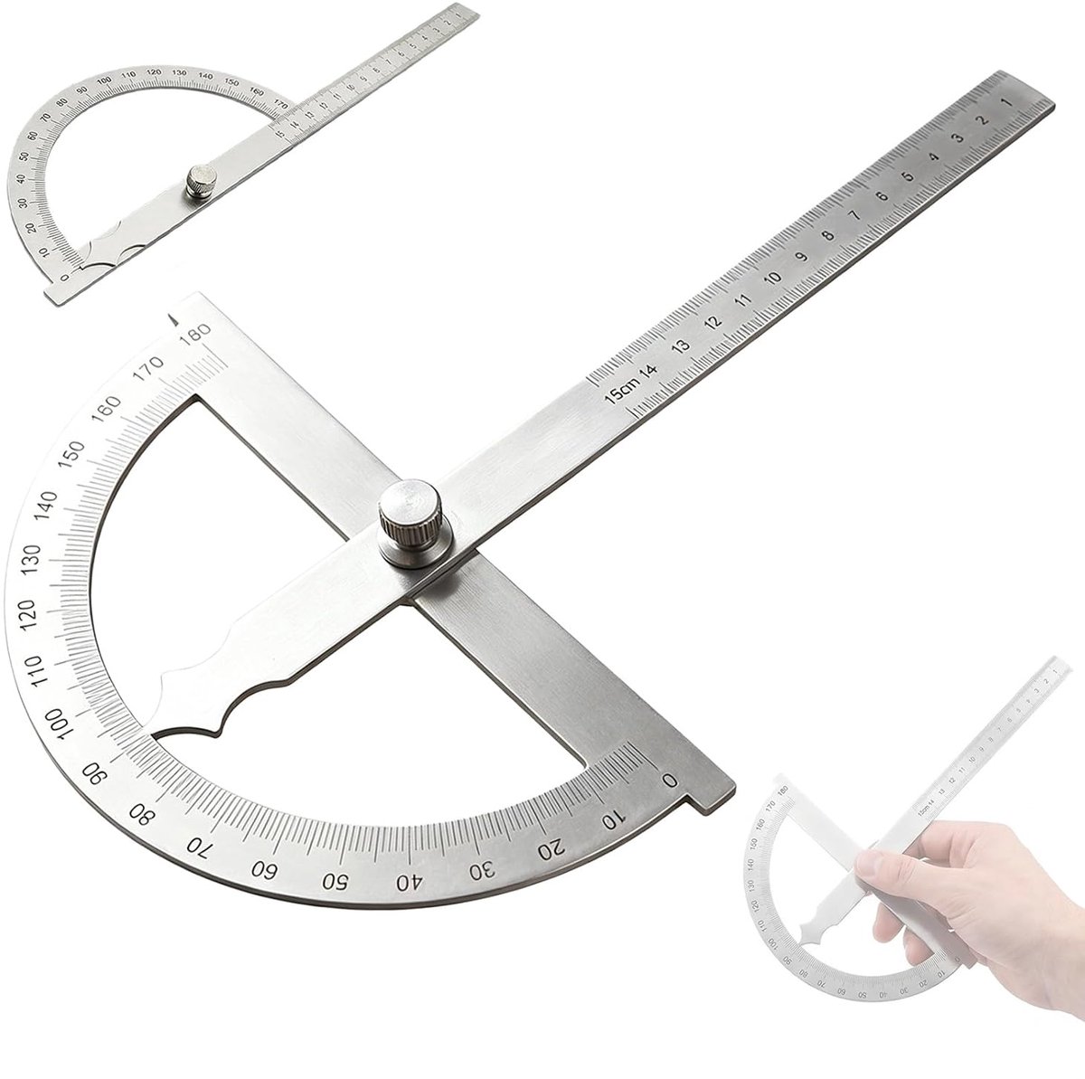 Hoekenmeter, metaal, 0-180°, roestvrij staal, goniometer met vastzetschroef, nauwkeurige hoekmeter met - ShopVlot