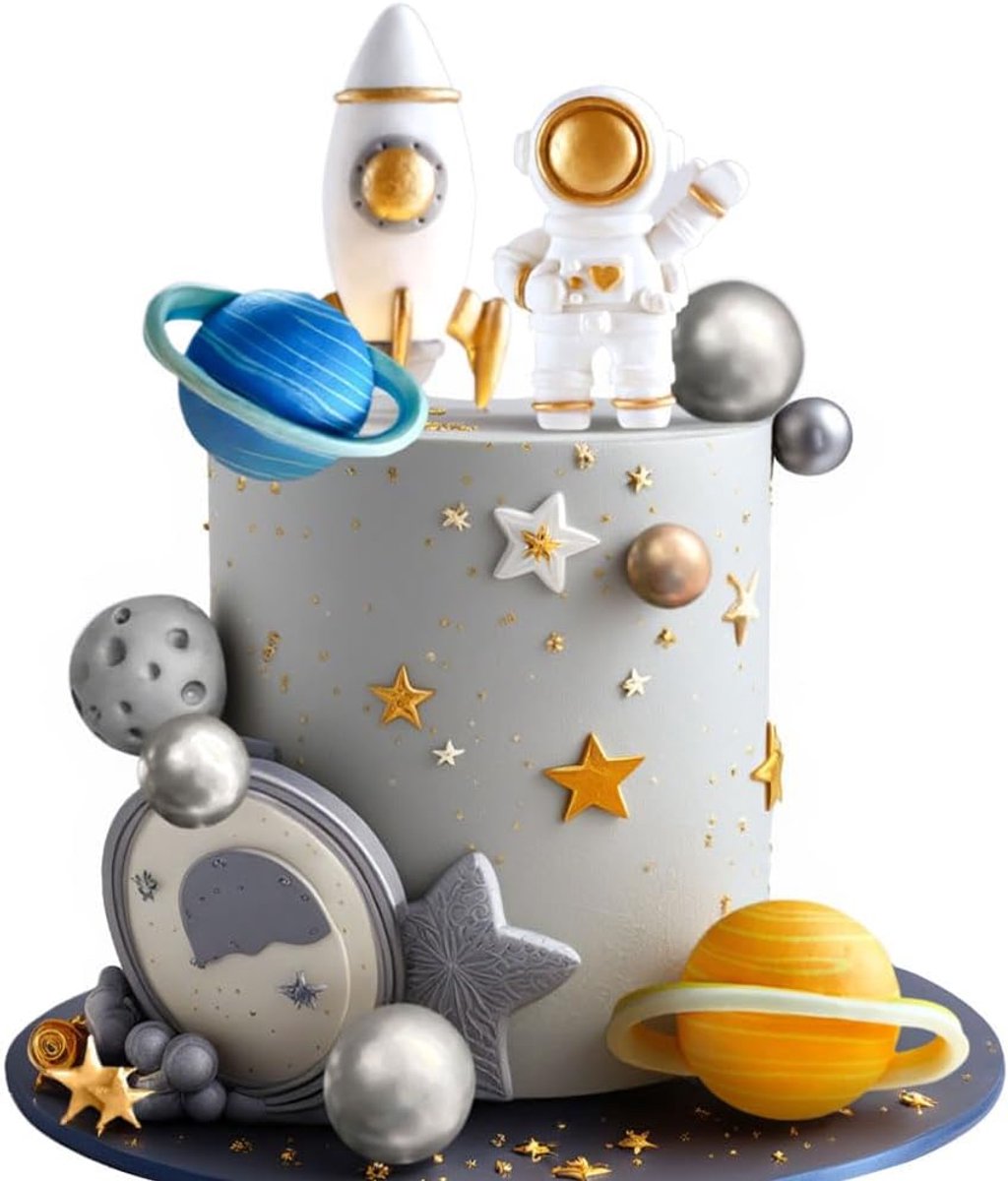 outdoor space cake decoration astronaut spaceship stars for two - ShopVlot