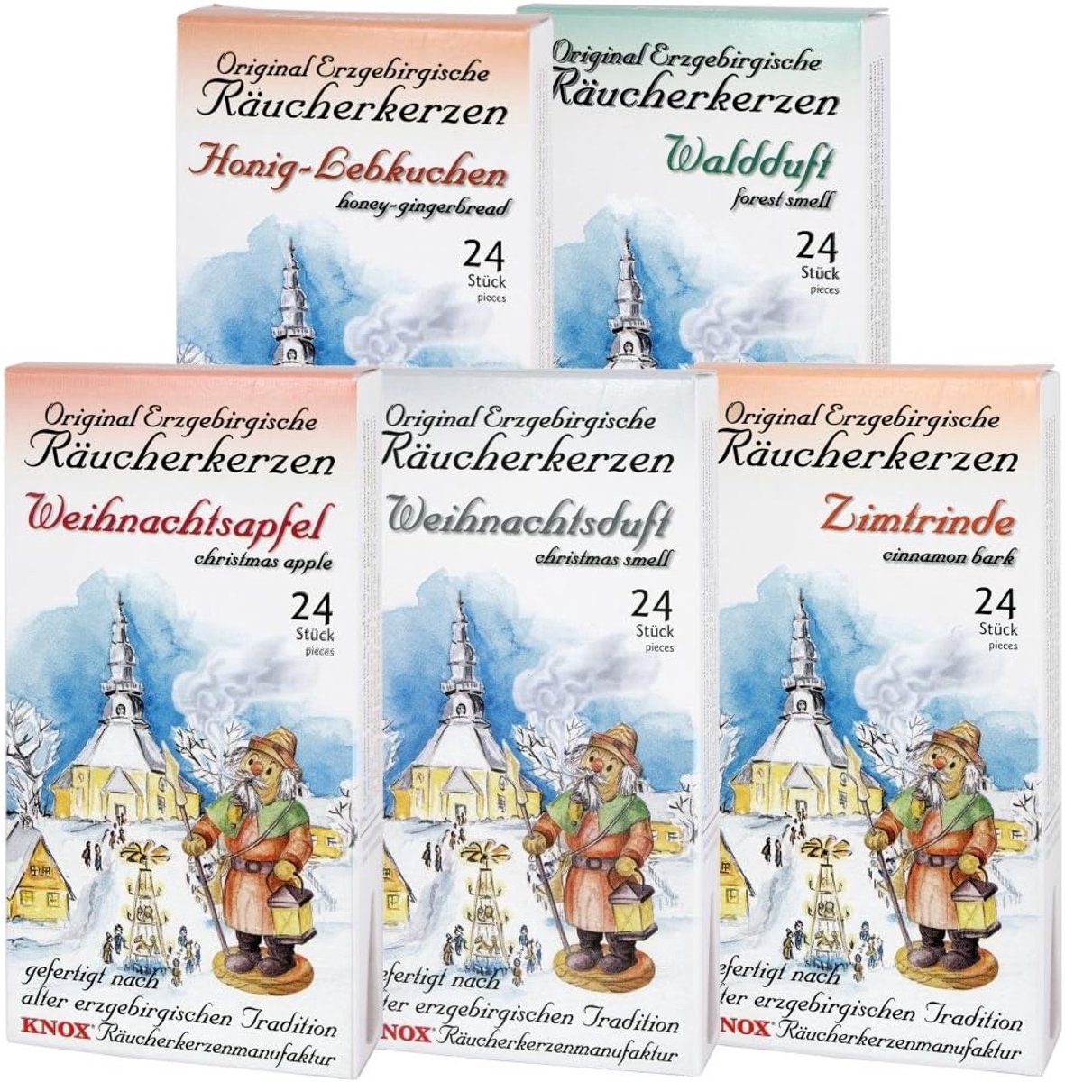 Knox Incense Candle Set of 5 Original Incense Candles Made in the Eerzbergian Tradition Forest Scent, Honeypot - ShopVlot