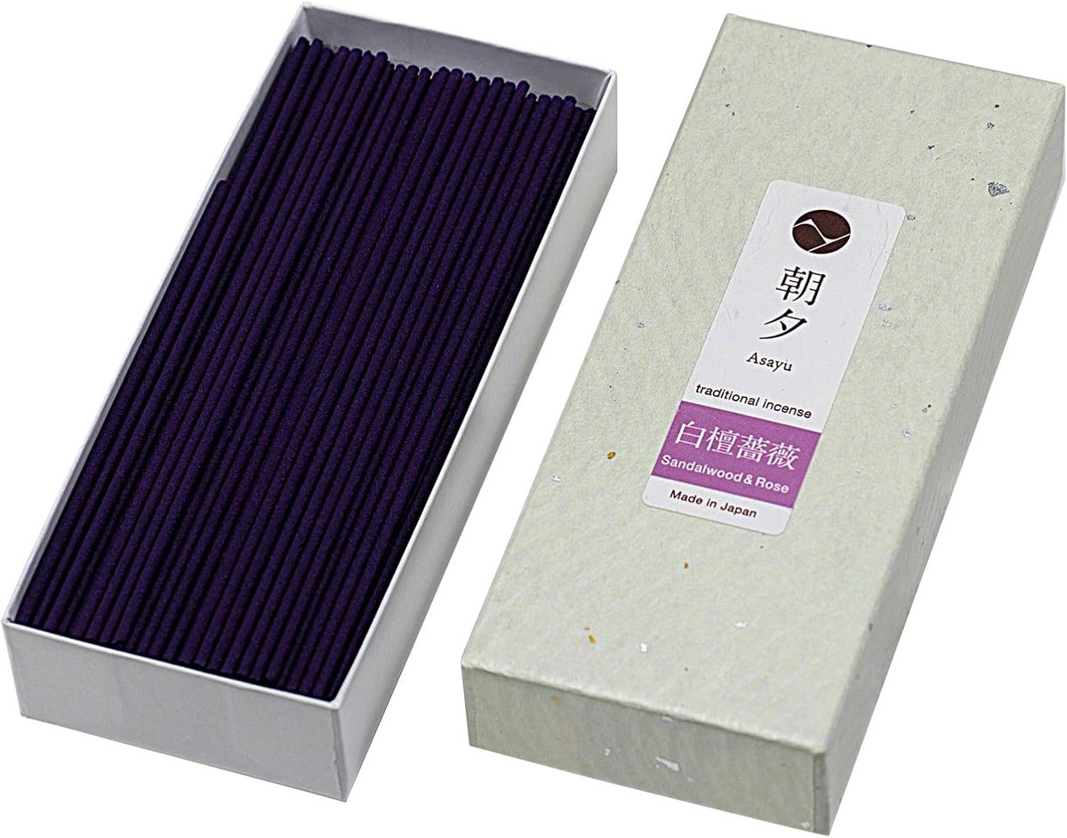 Asayu Japan Traditional Incense Sticks – Sandalwood & Rose Mix Approx. 80 Pieces (40g) – Made in Japan – High Quality - ShopVlot