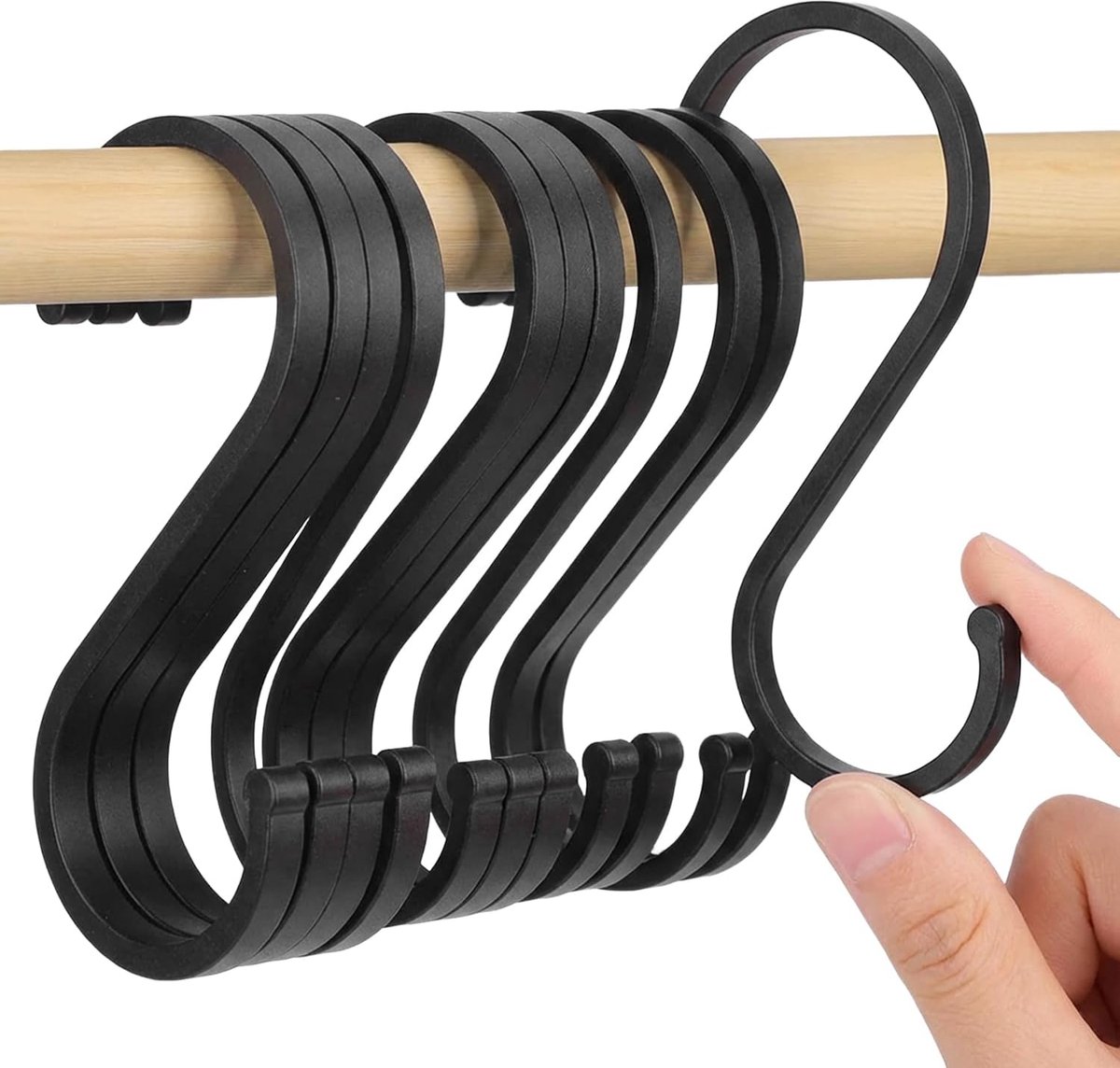 20 Pcs Black S Hooks Hanging Hooks for Clothes Rod Kitchen Closet Garage Garden Hooks Pots Pans Coffee Cups Clothing - ShopVlot