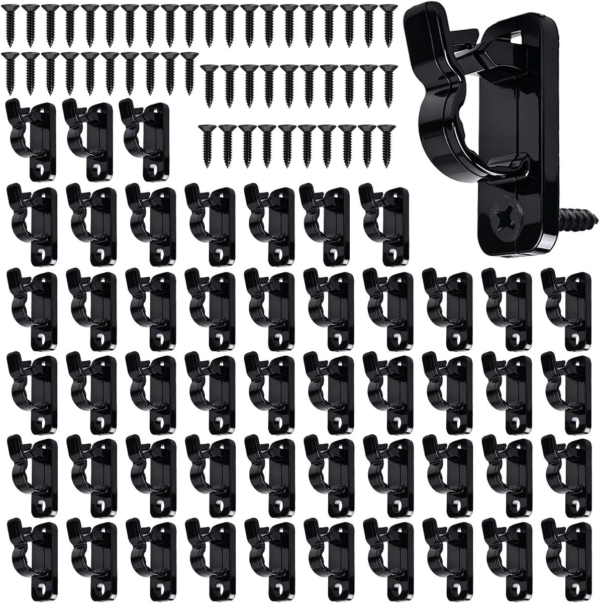50 Stuks Buitenverlichting Clips, Schroefhaken voor lichtsnoeren, Weerbestendige Kabelklemmen voor Tuin- en - ShopVlot