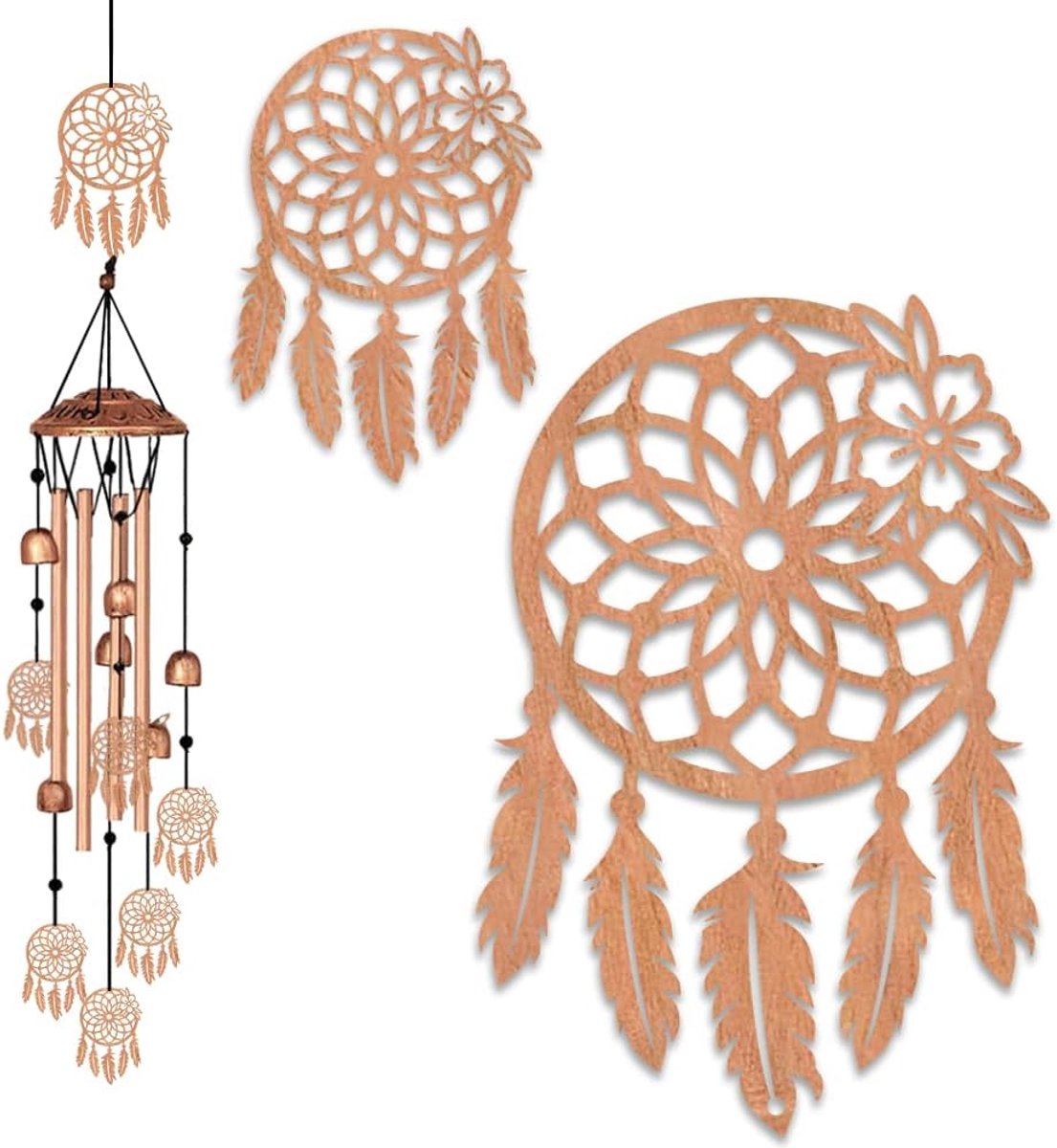 ORIGACH Dream Catcher windgong metalen windgong binnen en buiten decoratie voor gazon, terras, huis, tuin, grote - ShopVlot