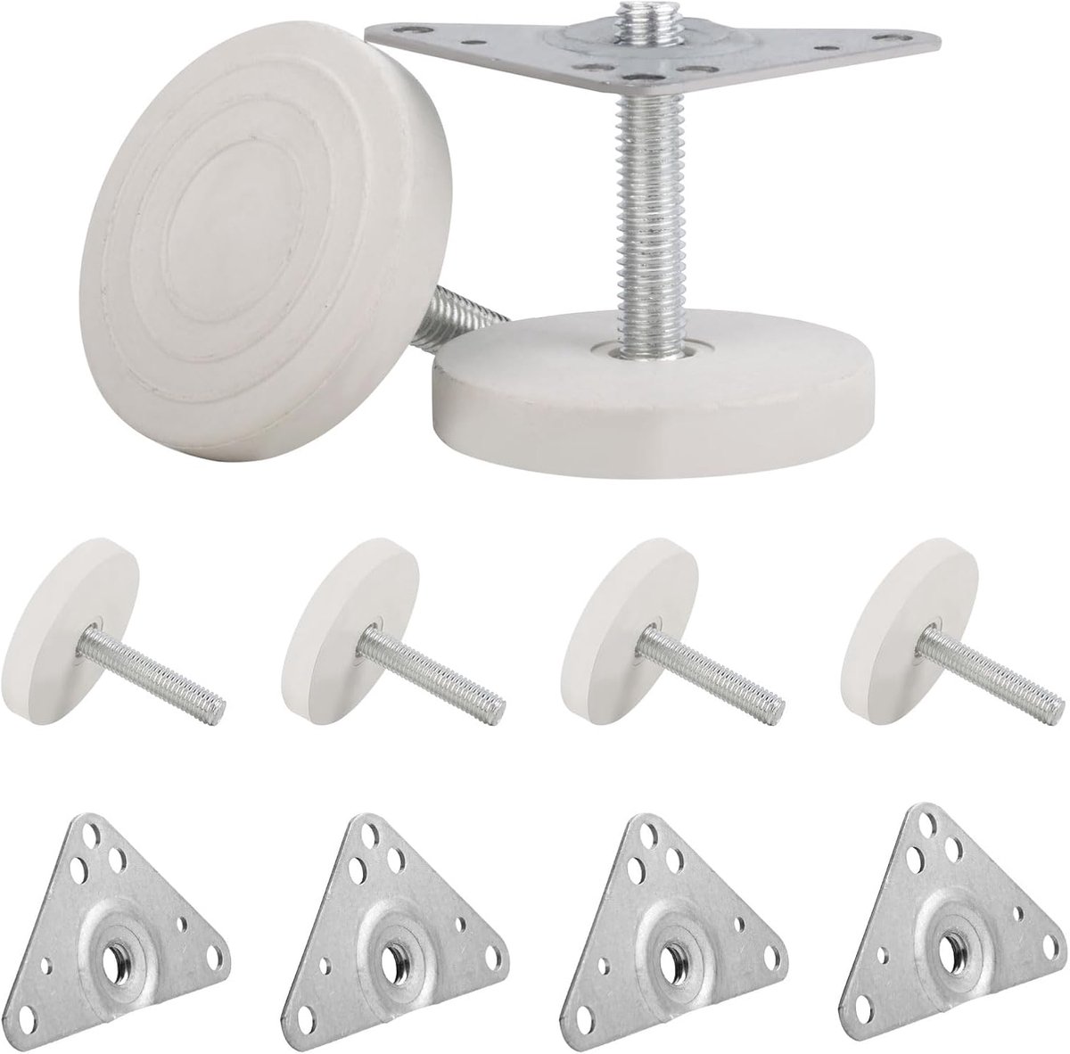 Set of 4 adjustable feet for furniture with triangular nut - robust cabinet legs, table and shelf level adjusters for - ShopVlot