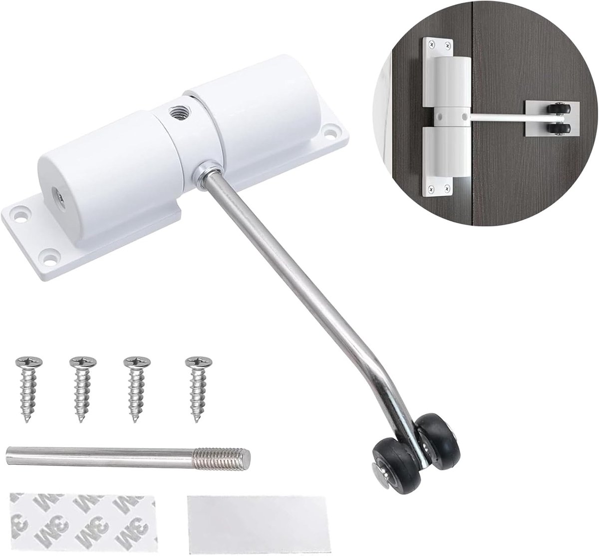 Automatic Door Closer, Adjustable Spring Door Closer, Zinc Alloy with Screws and Adjustment Lever for Home, Office - ShopVlot