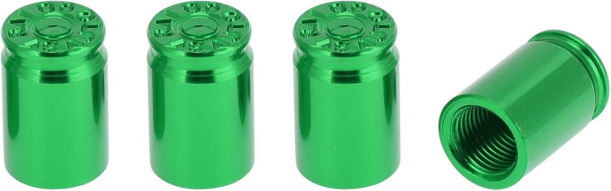 Stilosi 4 stuks ventieldoppen voor banden, 7 x 16,5 mm, stofkappen voor banden in kogelvorm, groen, aluminiumlegering - ShopVlot