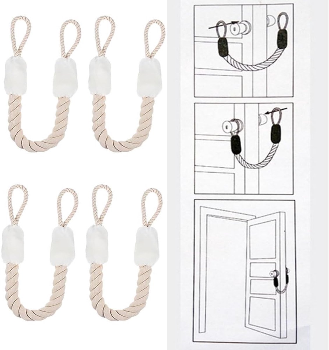 Clamp Protection Door Rope Plug Door Stopper Ropes Clamp Protection for Doors Door Cord White Door Cord Protection 60 - ShopVlot
