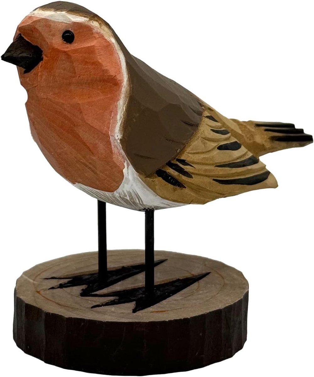 handmade decorative figure wooden bird robin - ShopVlot