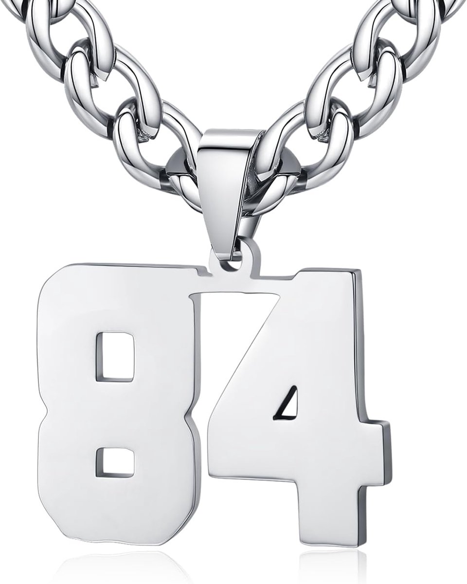 Mens Ladies Stainless Steel 0-99 Number Pendant Lucky Number Jersey Number Athlete Necklaces Personalized with 6mm - ShopVlot