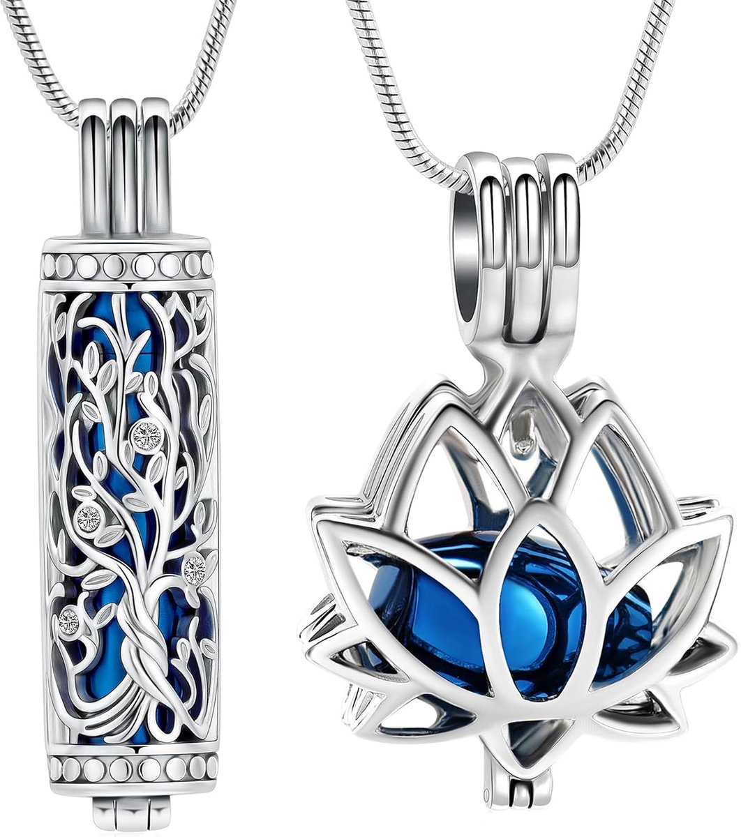 Cremation Jewelry for Ash - Lotus Flower Ash Pendant Necklace with Mini Keepsake Urn Memorial Ash Jewelry - ShopVlot