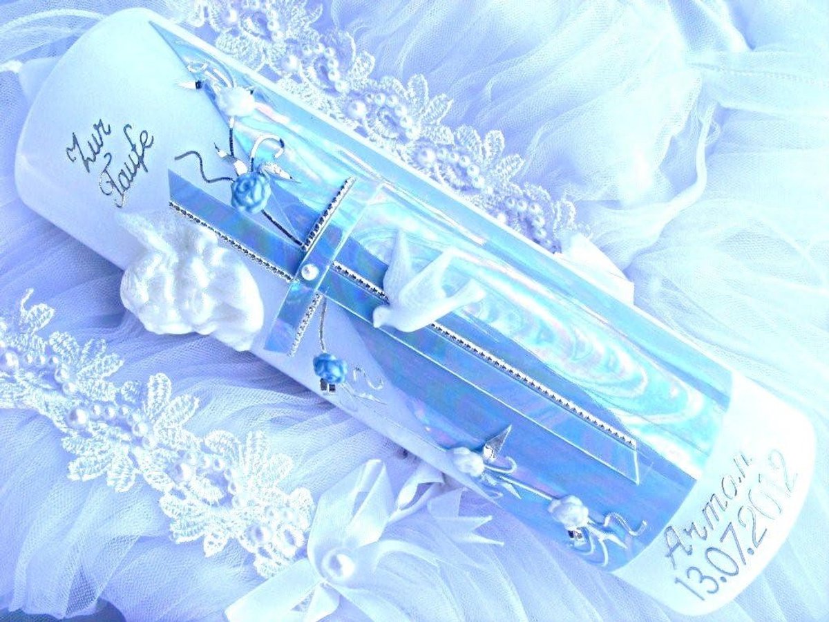 Christening candle communion candle boy girl 250/70 mm VT-06 incl. accessories for self-describing - ShopVlot