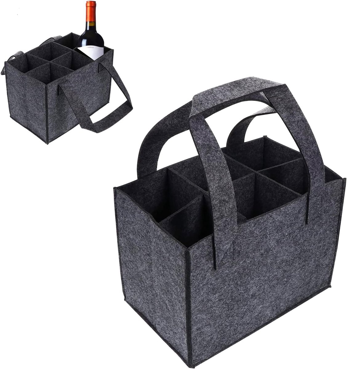 Bottle Bag, Compartments, Bottle Bag, Felt Bottle Holder, Felt Bag, Washable, Reusable, Removable Partitions for Wine - ShopVlot