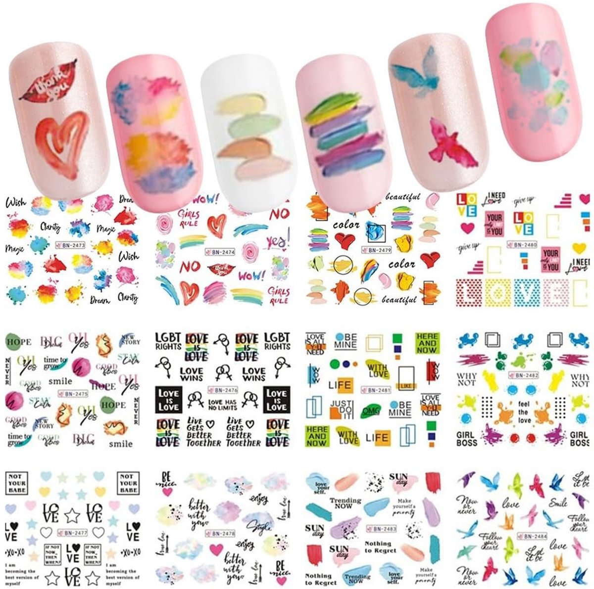Solidchoice - Valentijnsdag Nail Stickers met Hartjes en Bloemen