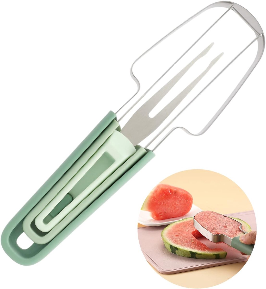 Watermeloen snijder 3-in-1 - RVS - ergonomisch ontwerp - ideaal voor fruit salades - ShopVlot