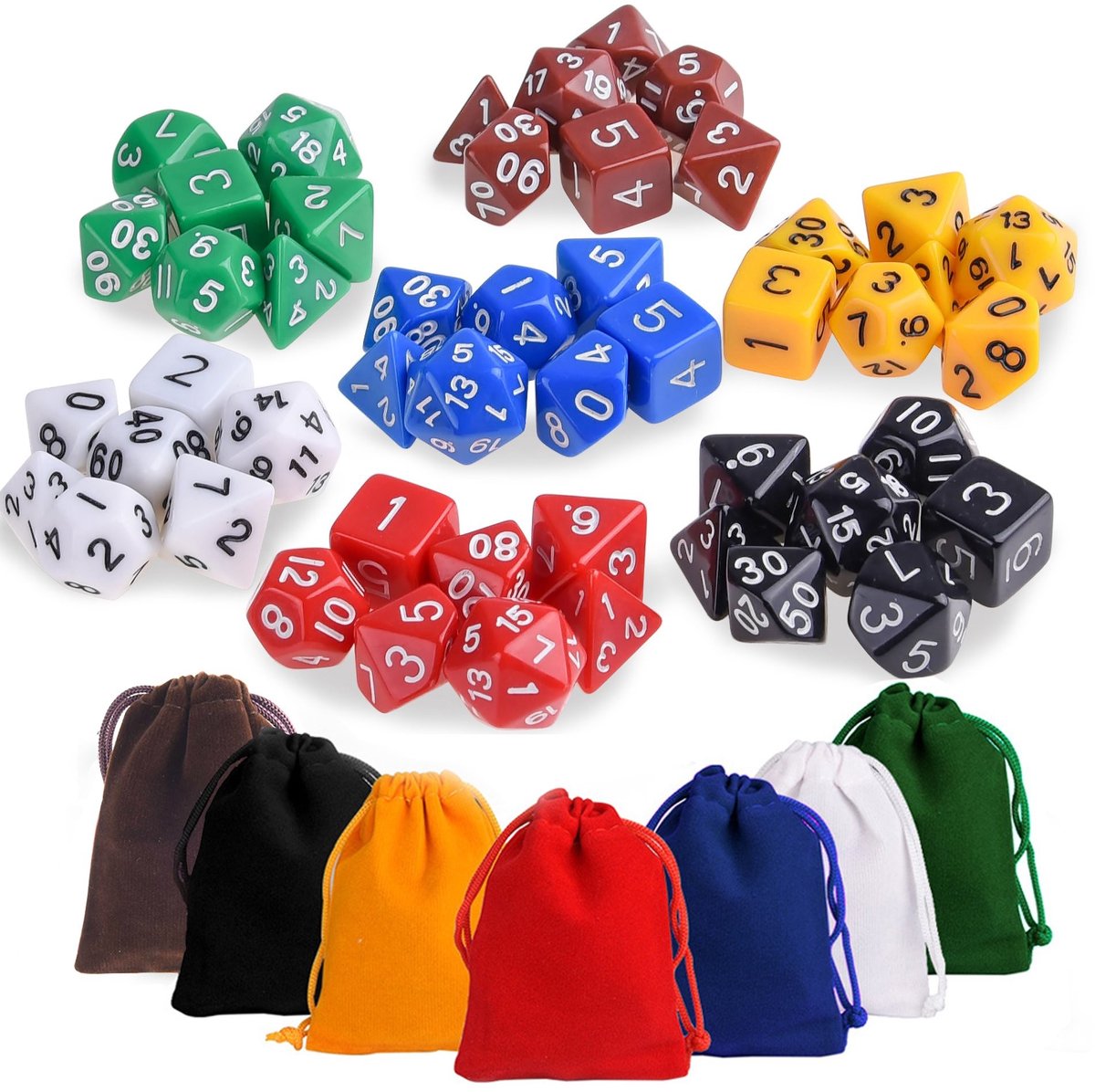 Solidchoice - Set van 49 Polyhedral Dobbelstenen voor Rollenspellen