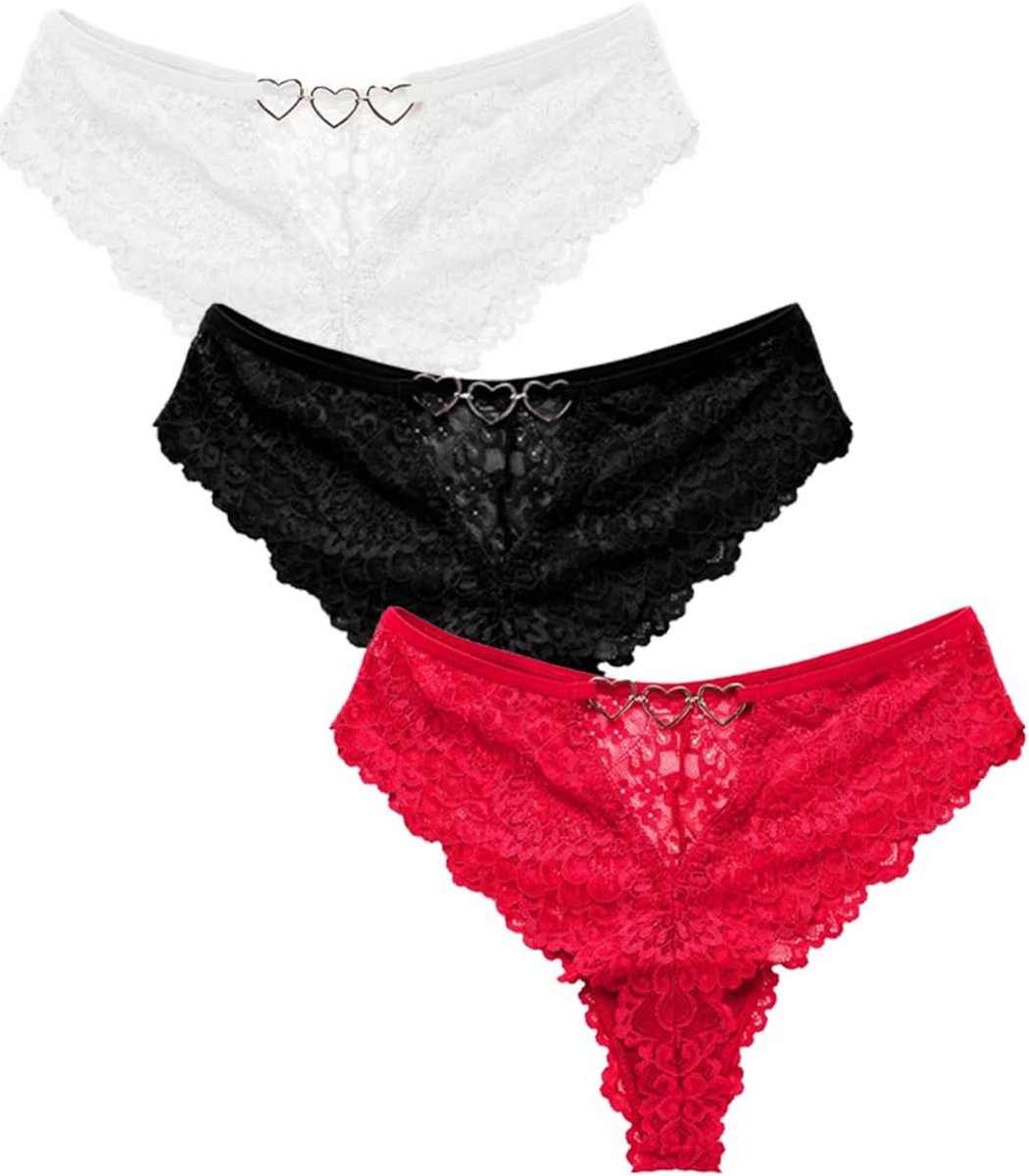 Dameskant string - sexy lage taille - 3-delige set - ademend en comfortabel - ShopVlot