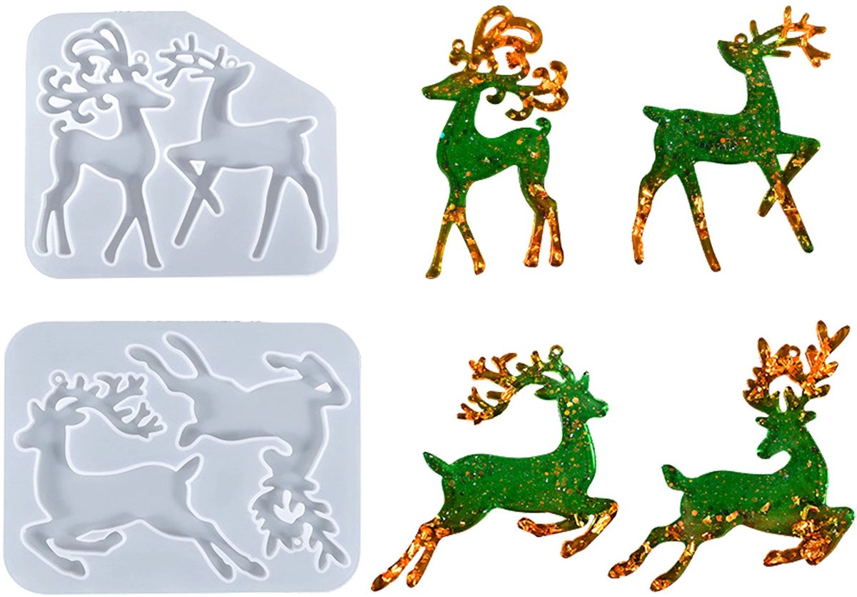 Solidchoice - Silicone Mallen voor Kerst, 2 Stuks, Wapiti Vorm