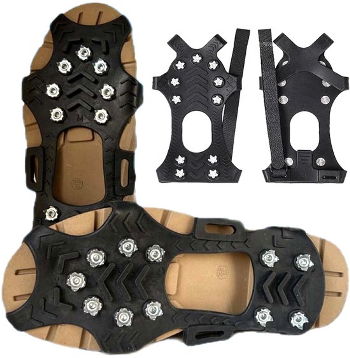 1 paar uniseks spikes voor sneeuw, ijsstokken, ijsspikes met 11 spikes, ijsspikes, antislip tractie op schoenen/laarzen, voor wandelen en wandelen in de winter, L