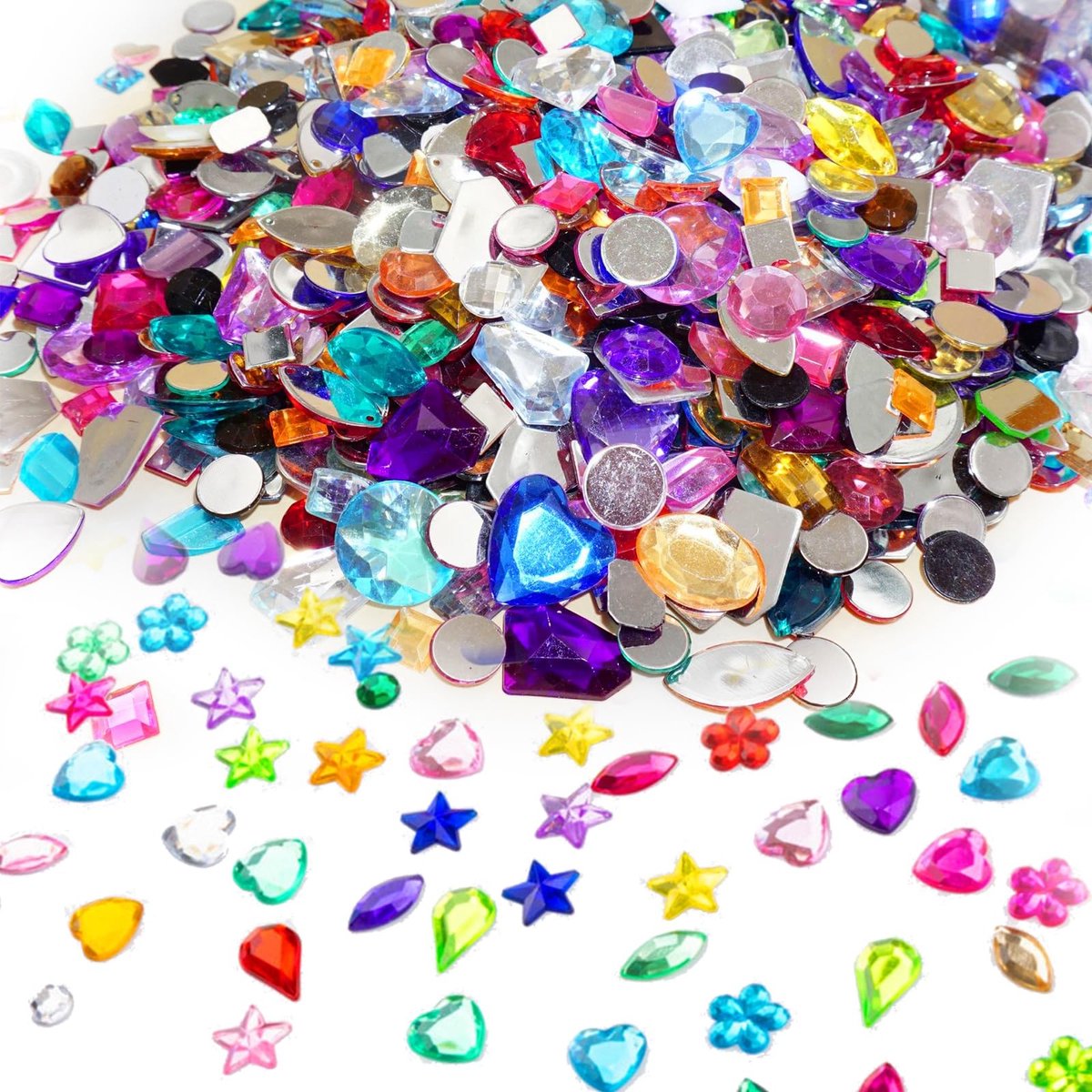 Solidchoice - Set van 1200 Kleurrijke Acryl Glitterstenen voor Knutselen